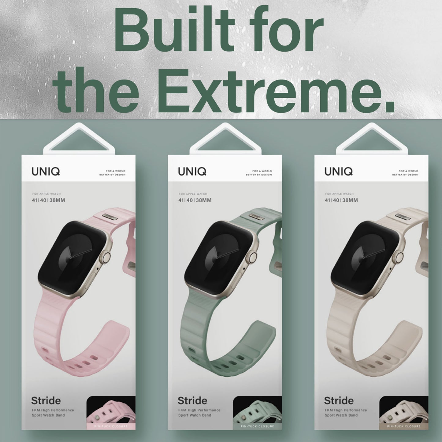 UNIQ Stride for Apple Watch 49mm / 45mm / 44mm / 42mm / 41mm / 40mm / 38mm - Made friom FKM Fluoroelastomer Rubber