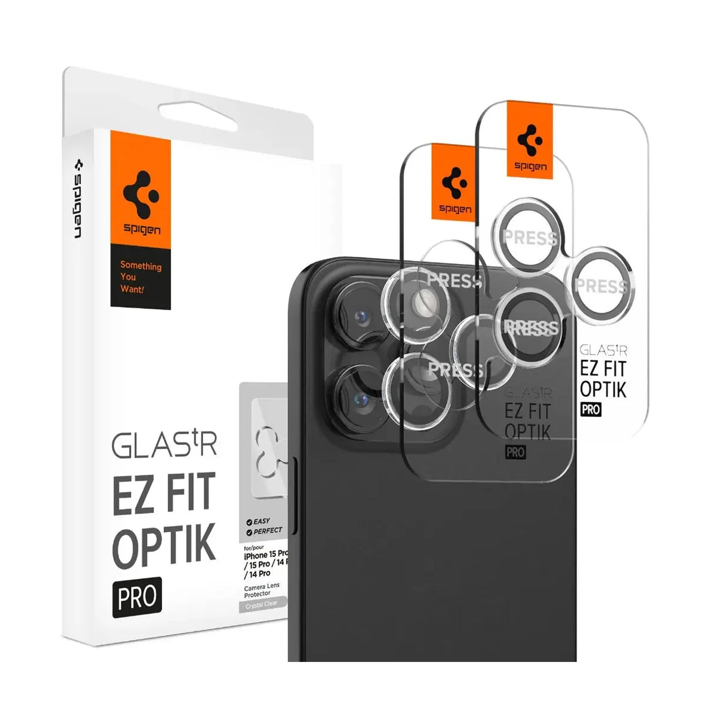 [2 PACK] Spigen Glas.tR EZ Fit Optik Pro Lens Protector for iPhone 16 Pro Max / 16 Pro / 15 Pro Max / 15 Pro / 14 Pro Max / 14 Pro