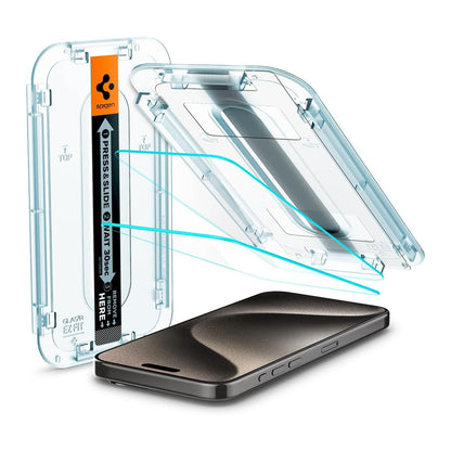 [2 PACK] Spigen Glas.tR EZ Fit Screen Protector for iPhone 15 Series - EZ Fit Tray Included - Transparency - Forexengineer -Malaysia- 8809896751964-8809896752145-8809896752060-8809896752244