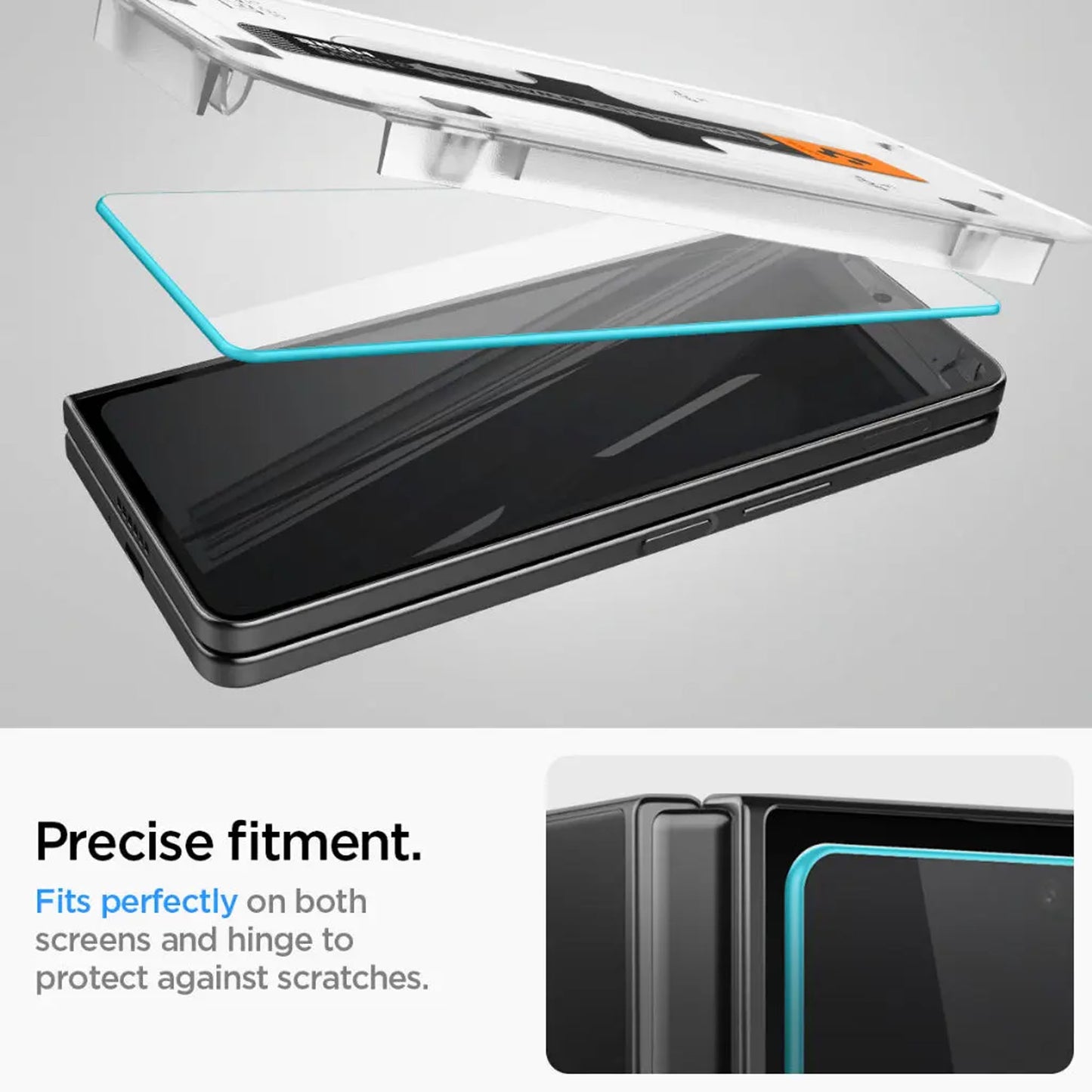 [2 PACK] Spigen Glas.tR EZ Fit Glass Screen Protector for Samsung Galaxy Z Fold 6 / Fold 5 with Auto-Alignment Installation Kit - Clear