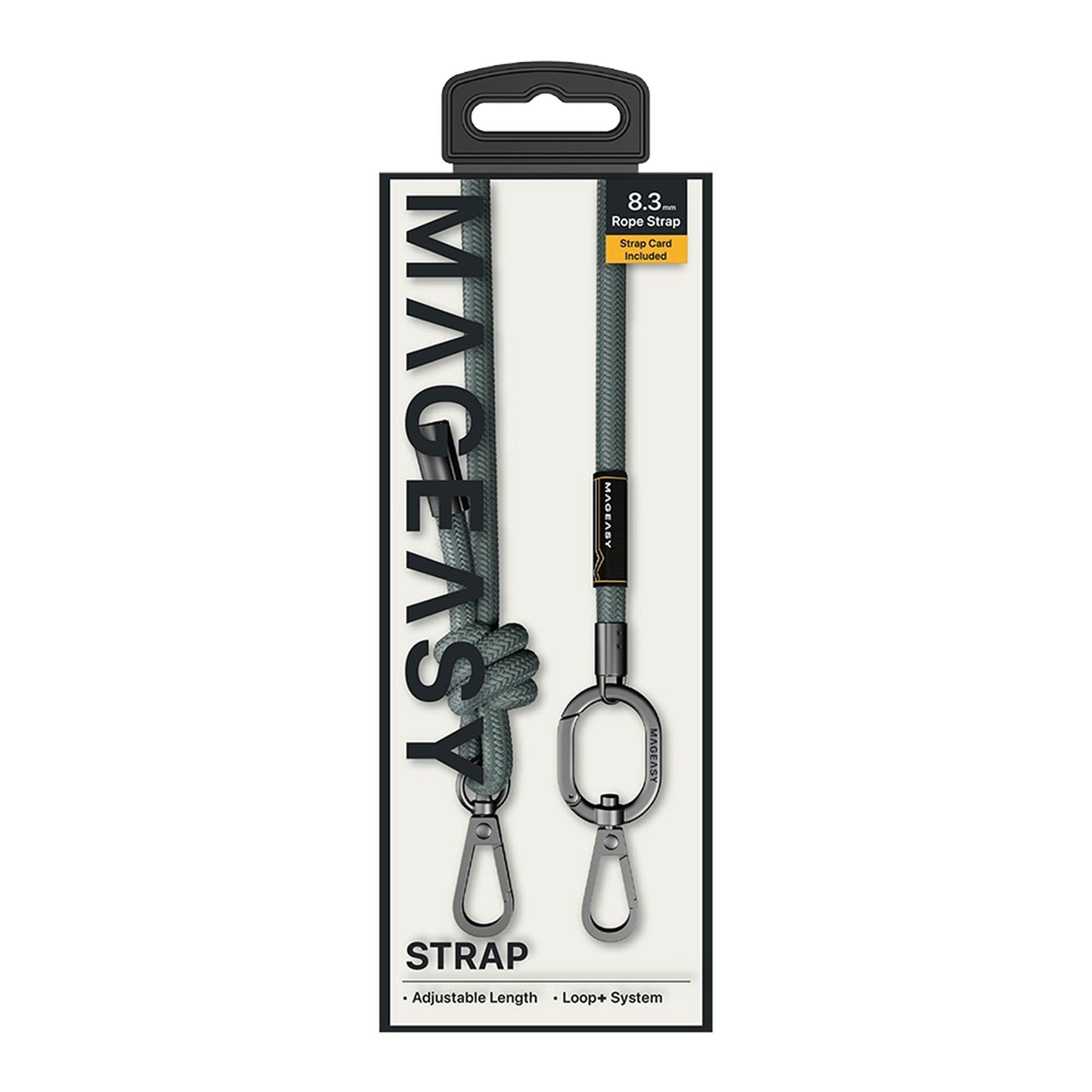 MAGEASY 8.3mm Rope Strap + Strap Card - Adjustable Phone Lanyard