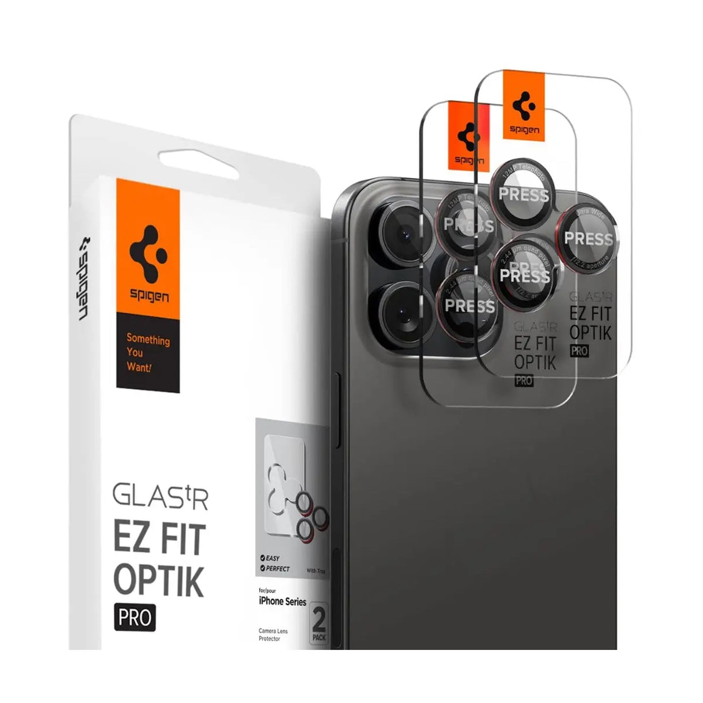 [2 PACK] Spigen Glas.tR EZ Fit Optik Pro Lens Protector for iPhone 16 Pro Max / 16 Pro / 15 Pro Max / 15 Pro / 14 Pro Max / 14 Pro