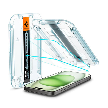 [2 PACK] Spigen Glas.tR EZ Fit Screen Protector for iPhone 15 Series - EZ Fit Tray Included - Transparency - Forexengineer -Malaysia- 8809896751964-8809896752145-8809896752060-8809896752244