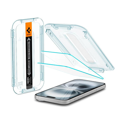 [2 PACK] Spigen Glas.tR EZ Fit Tempered Glass Screen Protector for iPhone 16 & 15 Series - Clear - Forexengineer -Malaysia