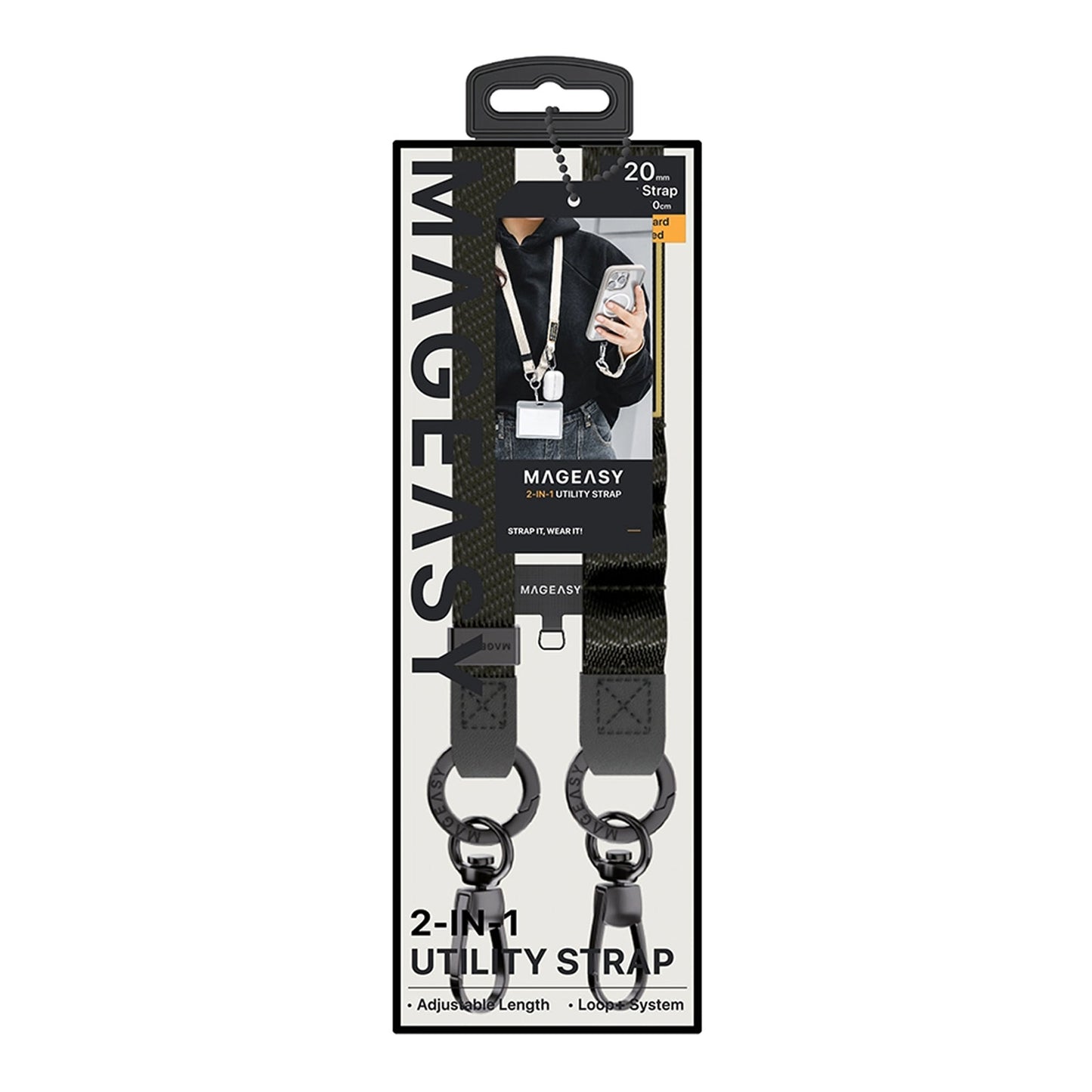 MAGEASY 2-in-1 Utility Strap ( Strap + Strap Card ) 20mm Phone Lanyard