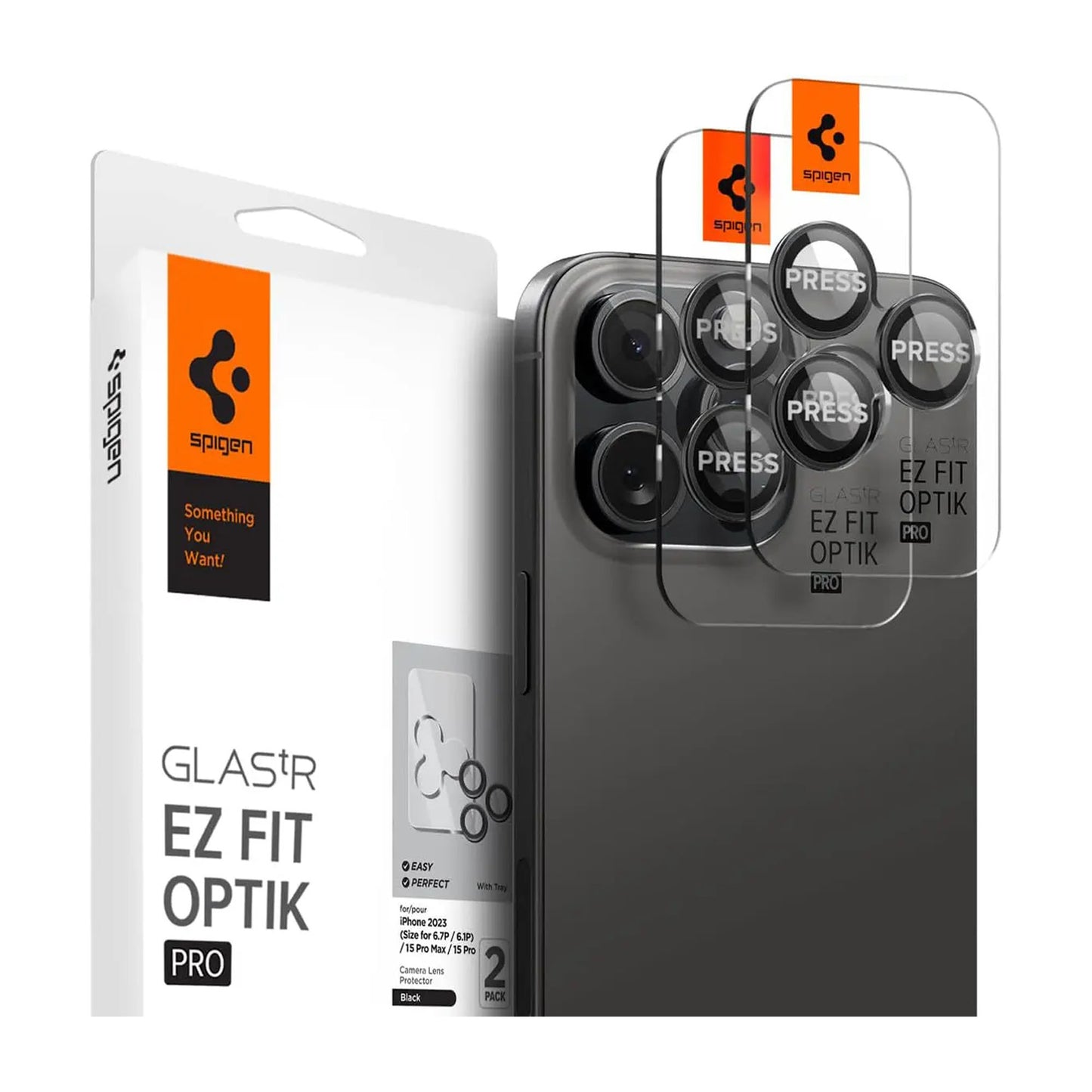 [2 PACK] Spigen Glas.tR EZ Fit Optik Pro Lens Protector for iPhone 16 Pro Max / 16 Pro / 15 Pro Max / 15 Pro / 14 Pro Max / 14 Pro