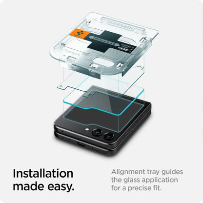[2 PACK] Spigen Glas.tR EZ Fit Glass Screen Protector for Samsung Galaxy Z Flip 6 / Flip 5 with Auto-Alignment Installation Kit - Clear - Forexengineer -Malaysia- 8809896748780-8809971229098