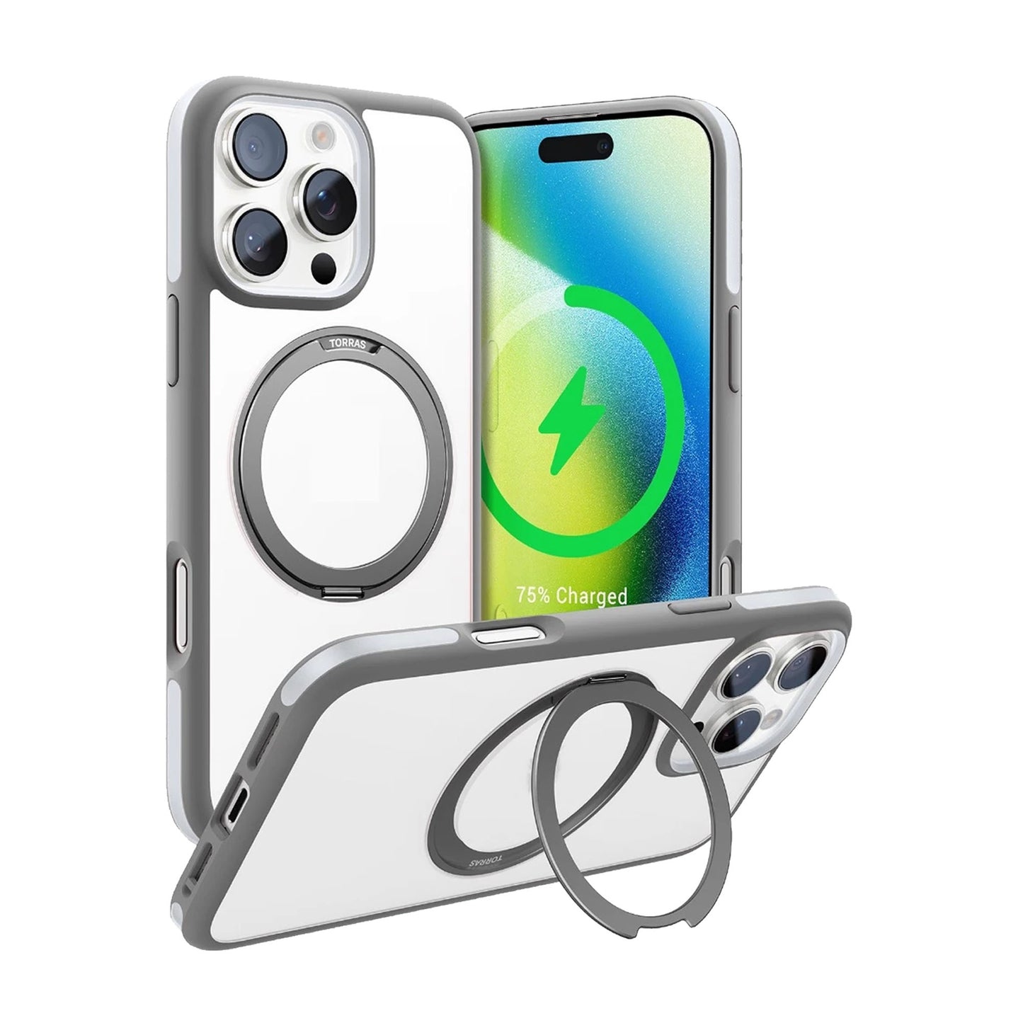 TORRAS Ostand R Fusion Series for iPhone 16 Series - With 360° Rotated Stand and MagSafe Compatible