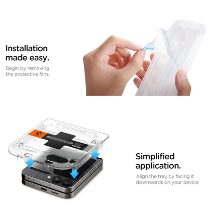 [2 PACK] Spigen Glas.tR EZ Fit Glass Screen Protector for Samsung Galaxy Z Flip 6 / Flip 5 with Auto-Alignment Installation Kit - Clear - Forexengineer -Malaysia- 8809896748780-8809971229098