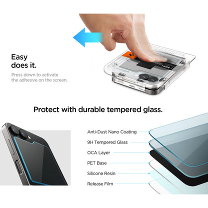 [2 PACK] Spigen Glas.tR EZ Fit Glass Screen Protector for Samsung Galaxy Z Flip 6 / Flip 5 with Auto-Alignment Installation Kit - Clear - Forexengineer -Malaysia- 8809896748780-8809971229098