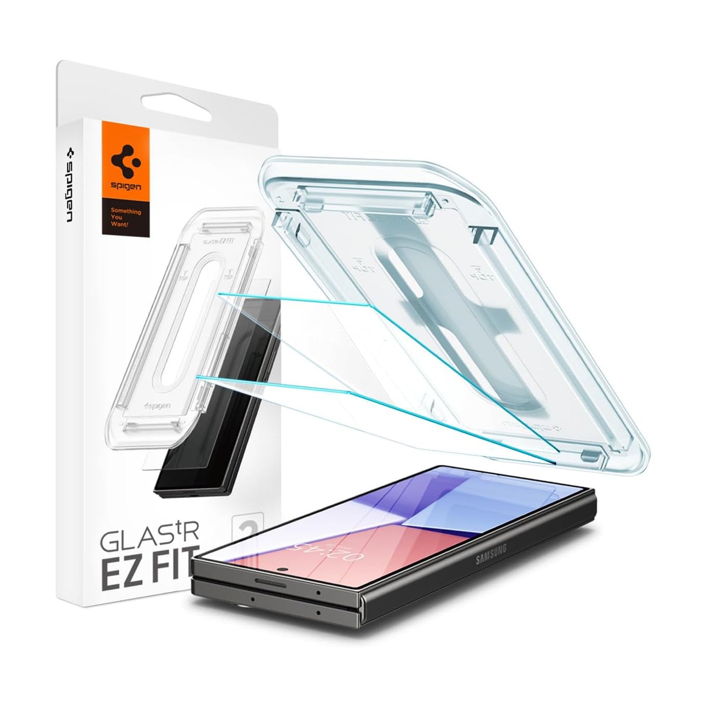 [2 PACK] Spigen Glas.tR EZ Fit Glass Screen Protector for Samsung Galaxy Z Fold 6 / Fold 5 with Auto-Alignment Installation Kit - Clear