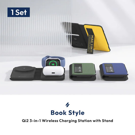 ADAM Elements Mag Book Qi2 3-in-1 Wireless Charging Station with Stand
