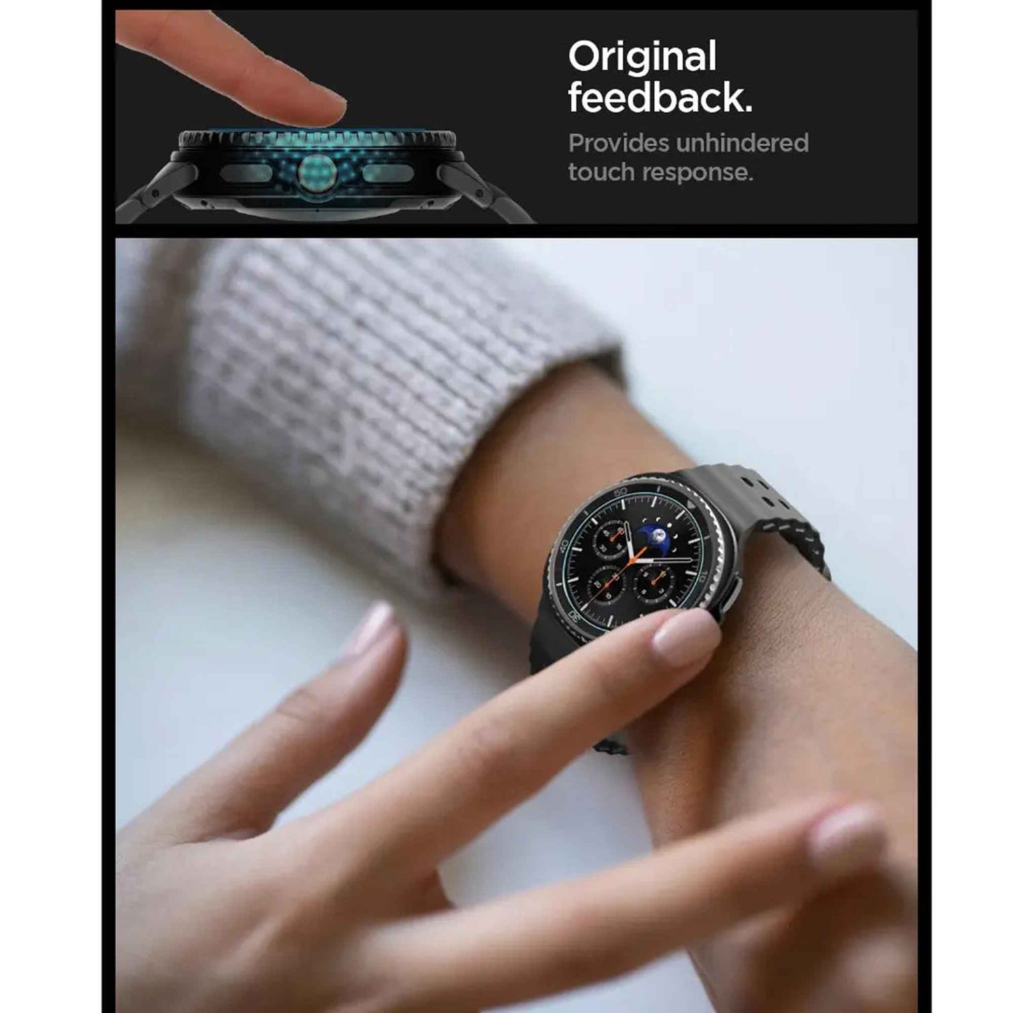 [ 2 Pack ] SPIGEN GLAS.tR EZ Fit Screen Protector for Samsung Galaxy Watch 8 / 8 Classic ( 46mm / 44mm / 40mm) with Installation Tray