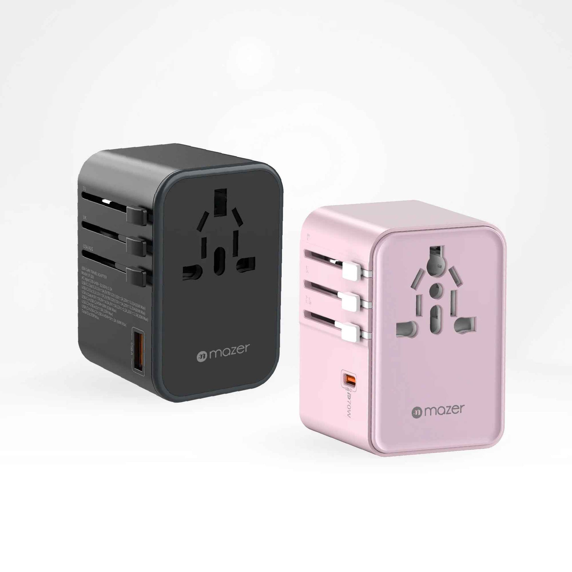 Mazer Infinite Travel PD 70W GaN Universal Travel Charger Adapter - 3 USB-C Port + 2 USB-A Port