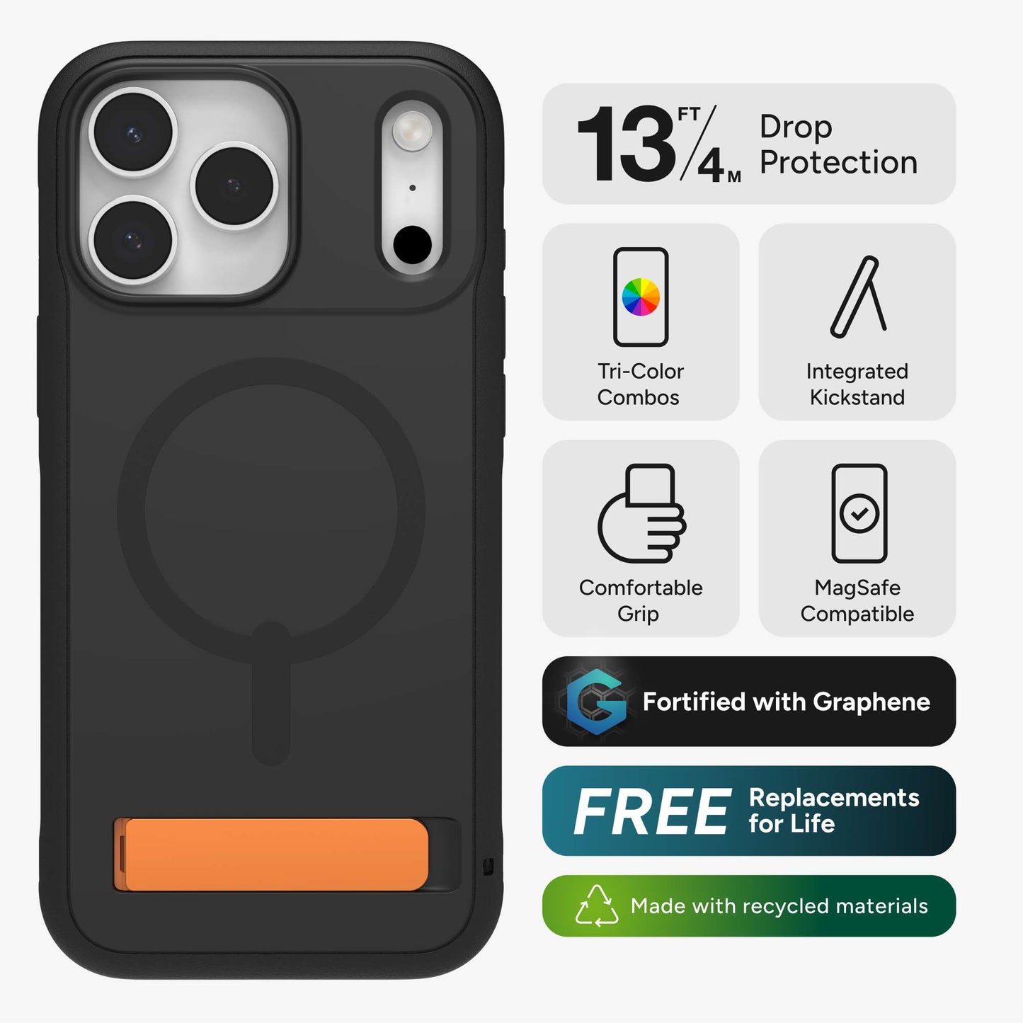 ZAGG Sedona Snap Kickstand with Camera Control Button for iPhone 17 Pro Max - Magsafe Compatible Case