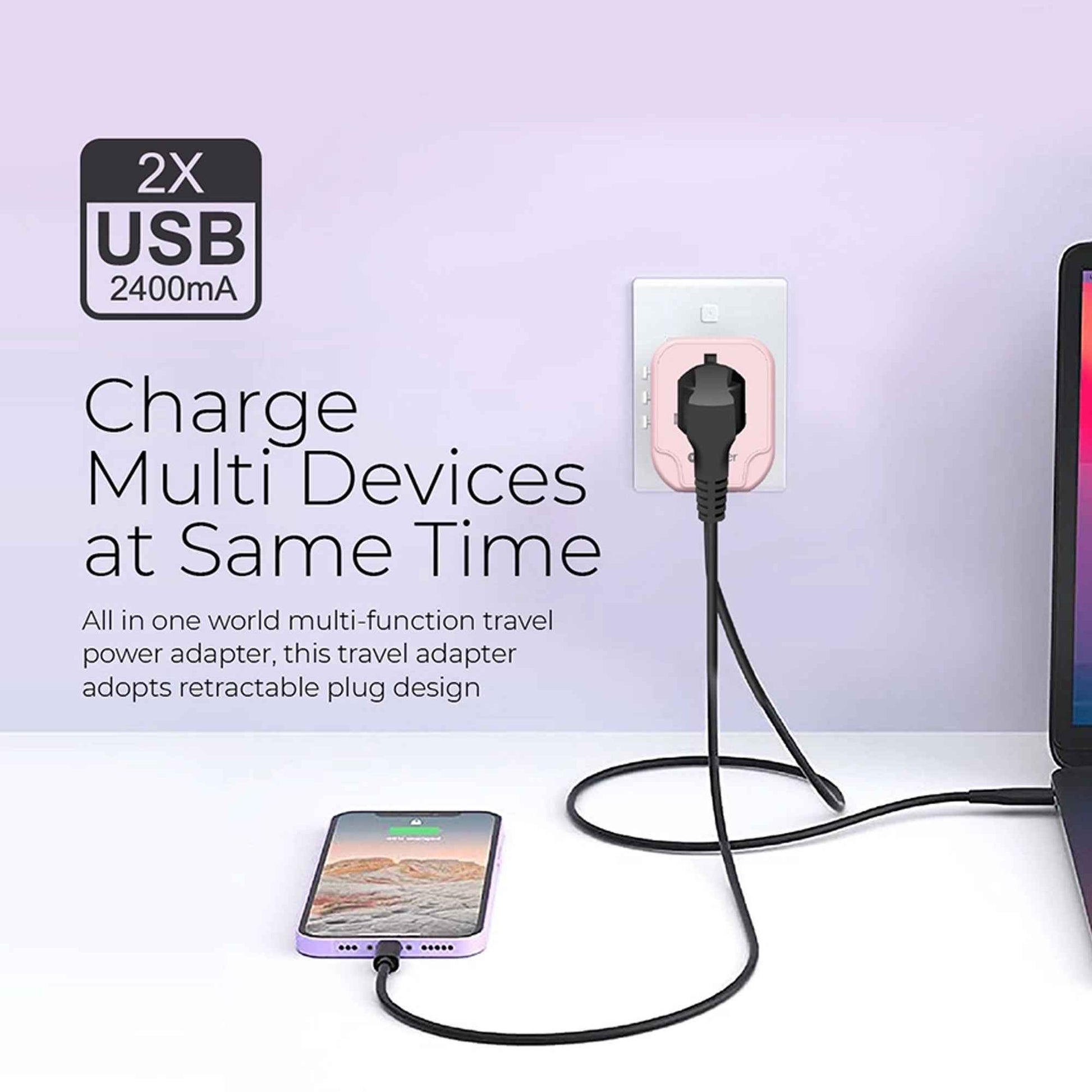 Mazer Infinite Travel Mini - Travel Adapter with Dual USB-A Port Fast Charging PD 12W / 2.4A