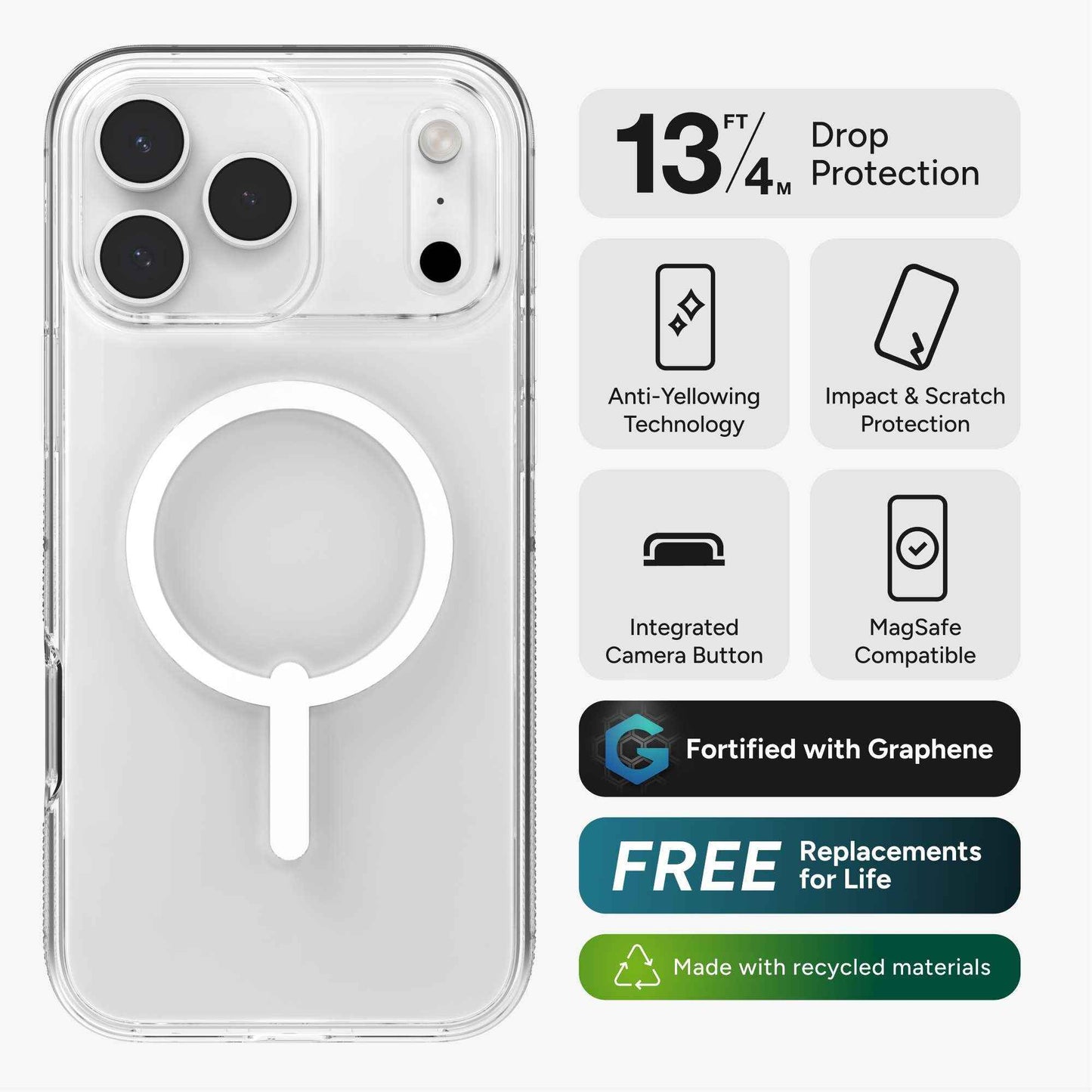 ZAGG Crystal Palace Snap Case with Camera Button for iPhone 17 Pro Max / 17 Pro Magnetic Case