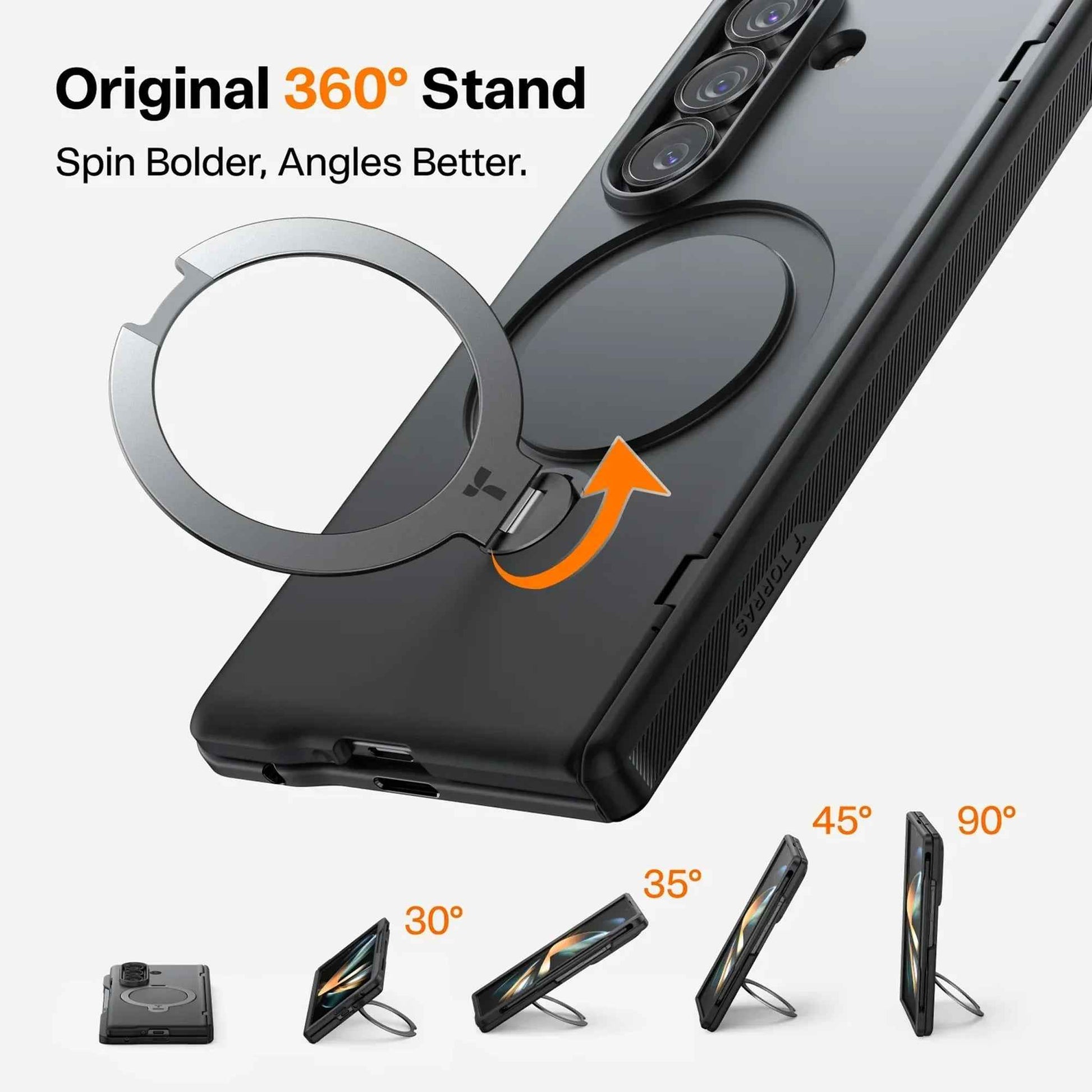 TORRAS Ostand Q3 Spin for Samsung Galaxy Z Fold 7 - Magnetic Case with Hinge Cover