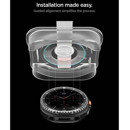 [ 2 Pack ] SPIGEN GLAS.tR EZ Fit Screen Protector for Samsung Galaxy Watch 8 / 8 Classic ( 46mm / 44mm / 40mm) with Installation Tray