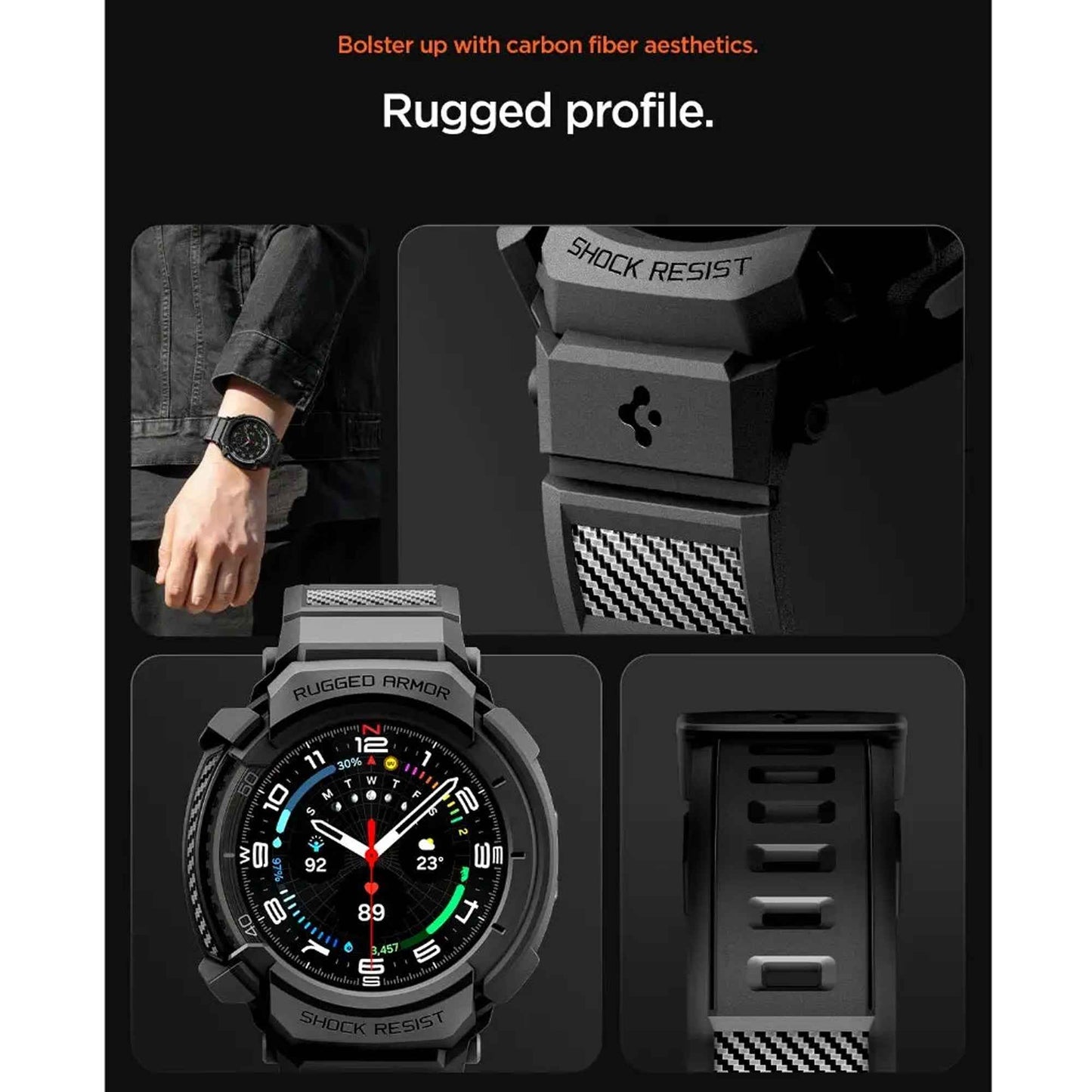 Spigen Rugged Armor Pro for Samsung Galaxy Watch 8 / 8 Classic ( 44mm / 46mm ) Case with Strap