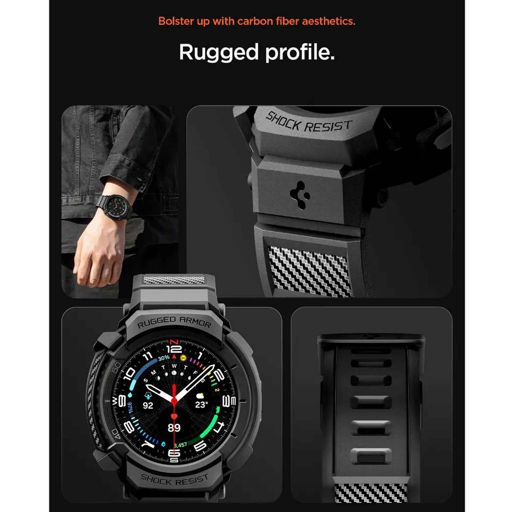 Spigen Rugged Armor Pro for Samsung Galaxy Watch 8 / 8 Classic ( 44mm / 46mm ) Case with Strap