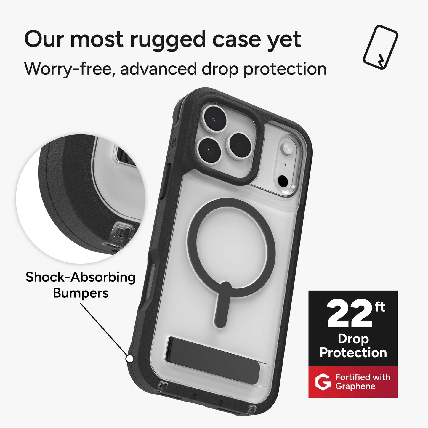 ZAGG Rainier Snap Kickstand with  Control Camera Button for iPhone 17 Pro Max Magnetic Case