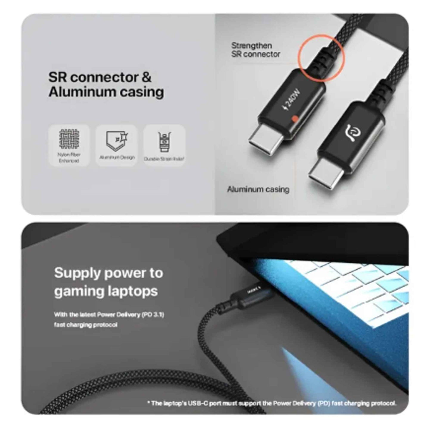 ADAM Element CASA P120 / P200 USB-C to USB-C 240W Braided Charging Cable 480Mbps Data Transfer PD 3.1