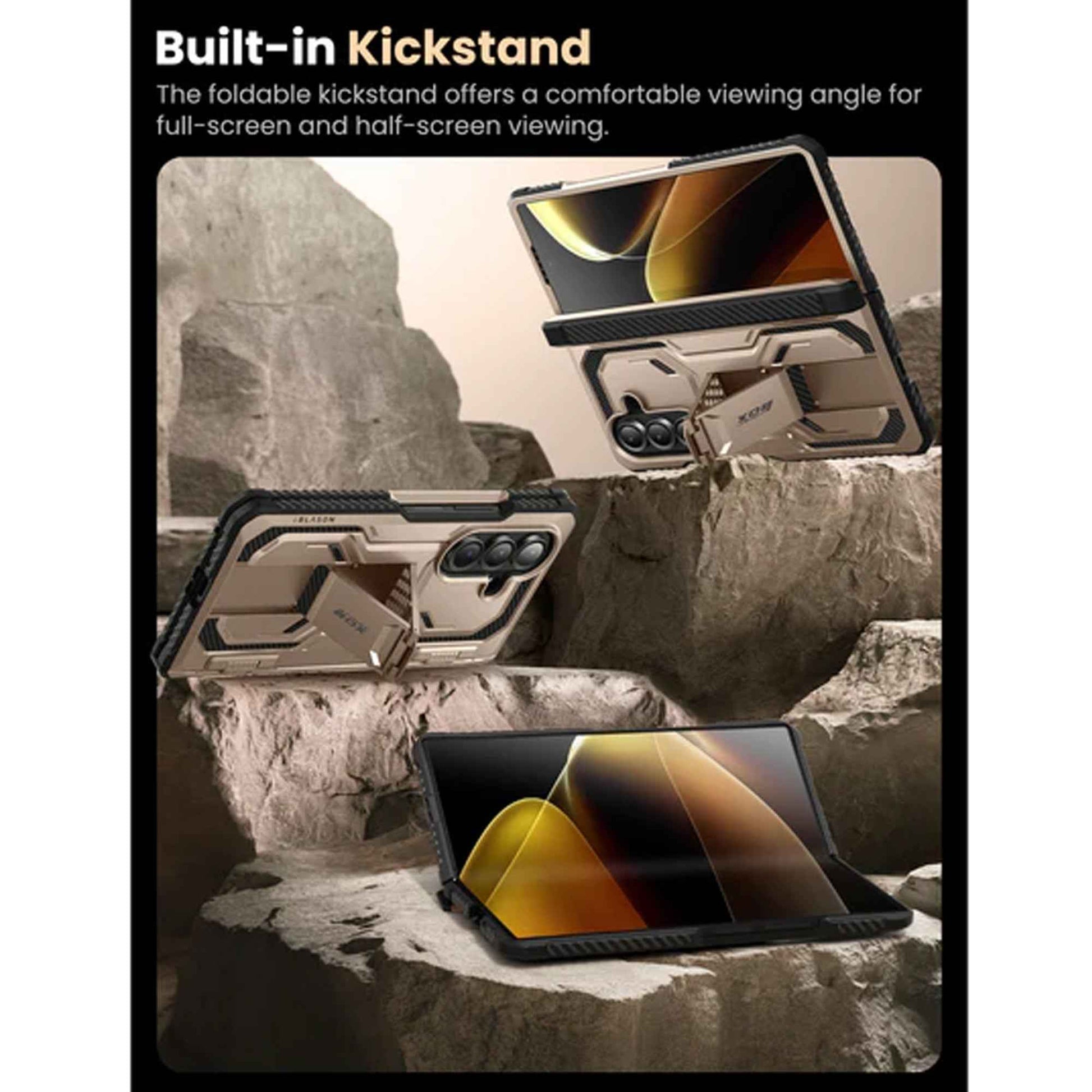 i-Blason Armorbox Case for Samsung Galaxy Z Fold 7 with Built-in Tempered Glass Screen Protector and Kickstand