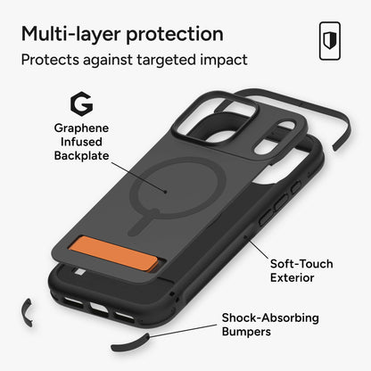 ZAGG Sedona Snap Kickstand with Camera Control Button for iPhone 17 Pro Max - Magsafe Compatible Case