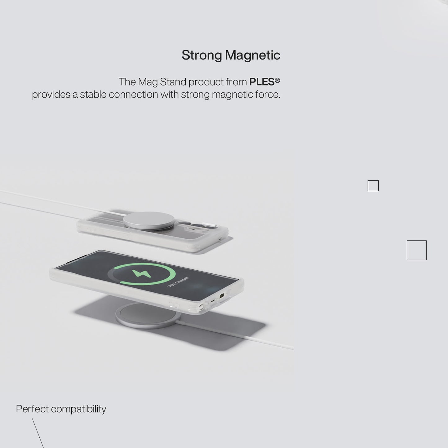 PLES Arche Mag Ring Stand for Samsung Galaxy S25 Series - Magnetic Charge Compatible with Stand