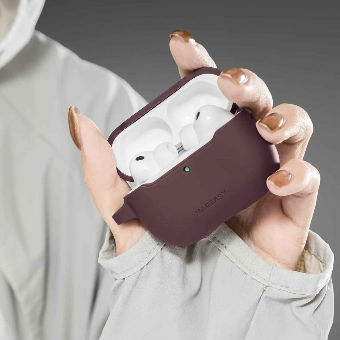 Mageasy Skin for AirPods Pro 3 - Soft-touch Coating Case with Detachable Carabiner Included