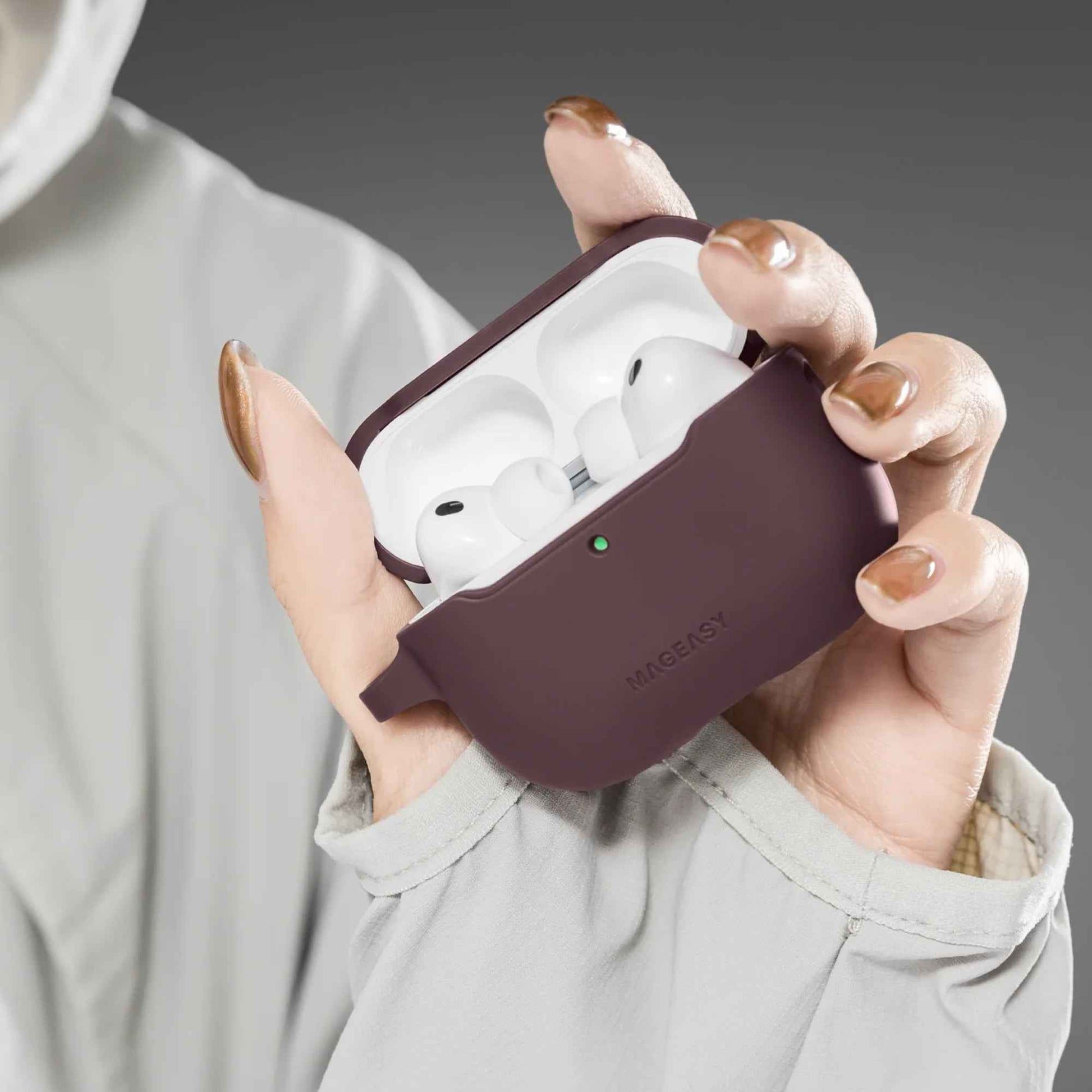 Mageasy Skin for AirPods Pro 3 - Soft-touch Coating Case with Detachable Carabiner Included