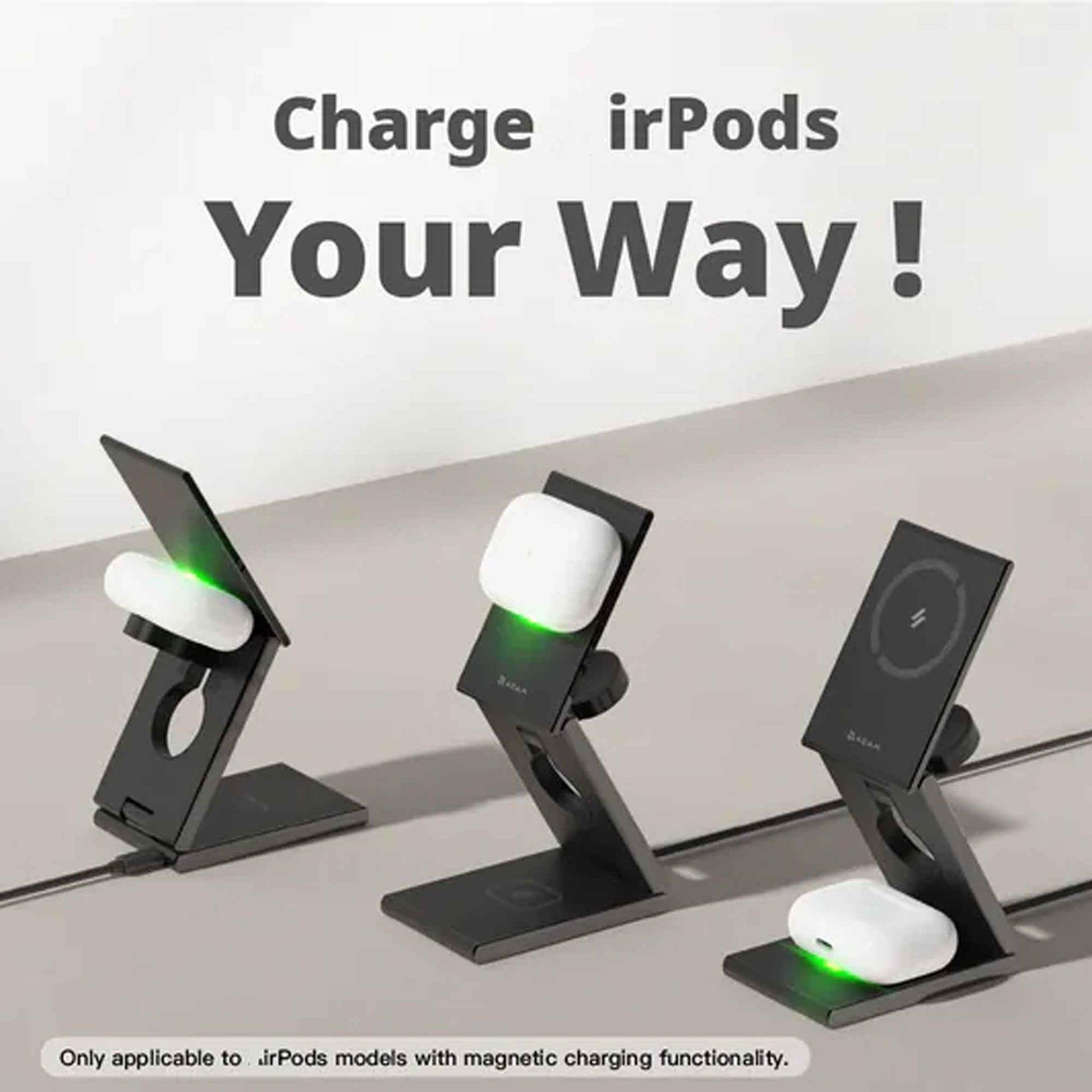 ADAM Elements Mag Z Magnetic 3in1 Foldable Travel Charging Station with USB-C Charging Cable Included