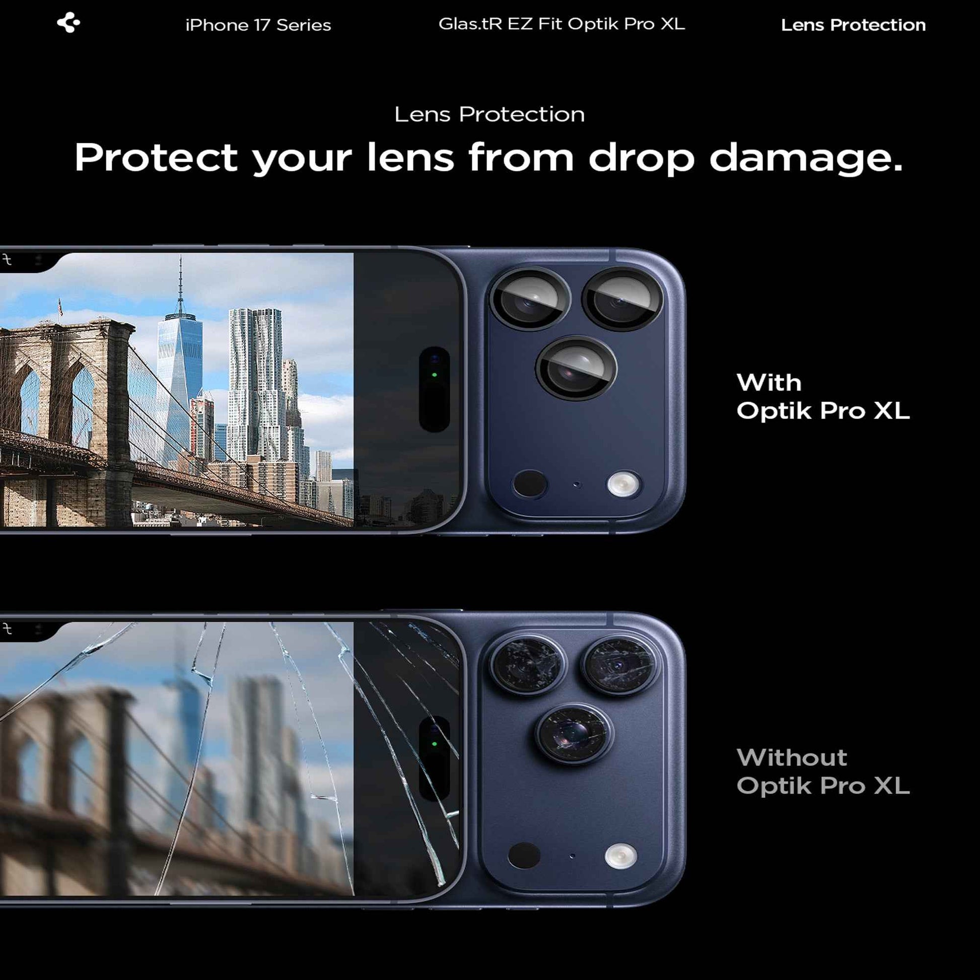 Spigen EzFit Optik Pro XL Lens Protector for iPhone 17 Pro Max / 17 Pro - Allignment Tray Included