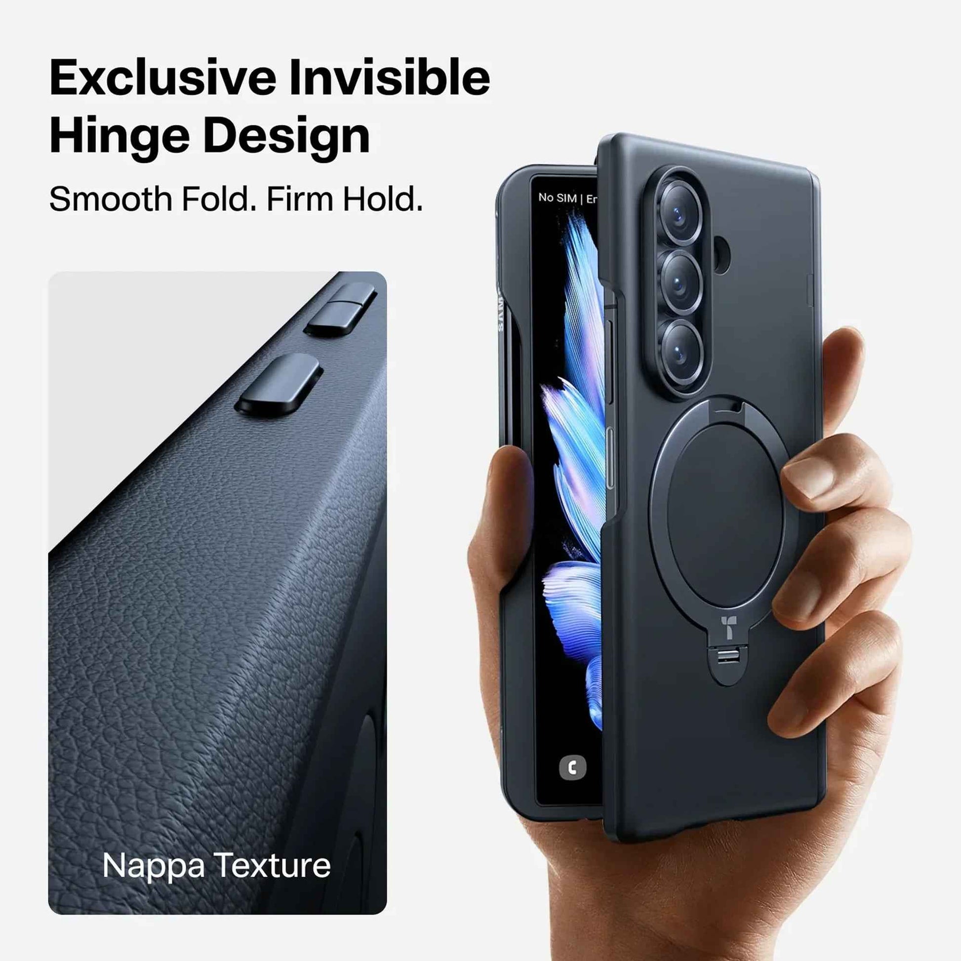 TORRAS Ostand Q3 Spin for Samsung Galaxy Z Fold 7 - Magnetic Case with Hinge Cover