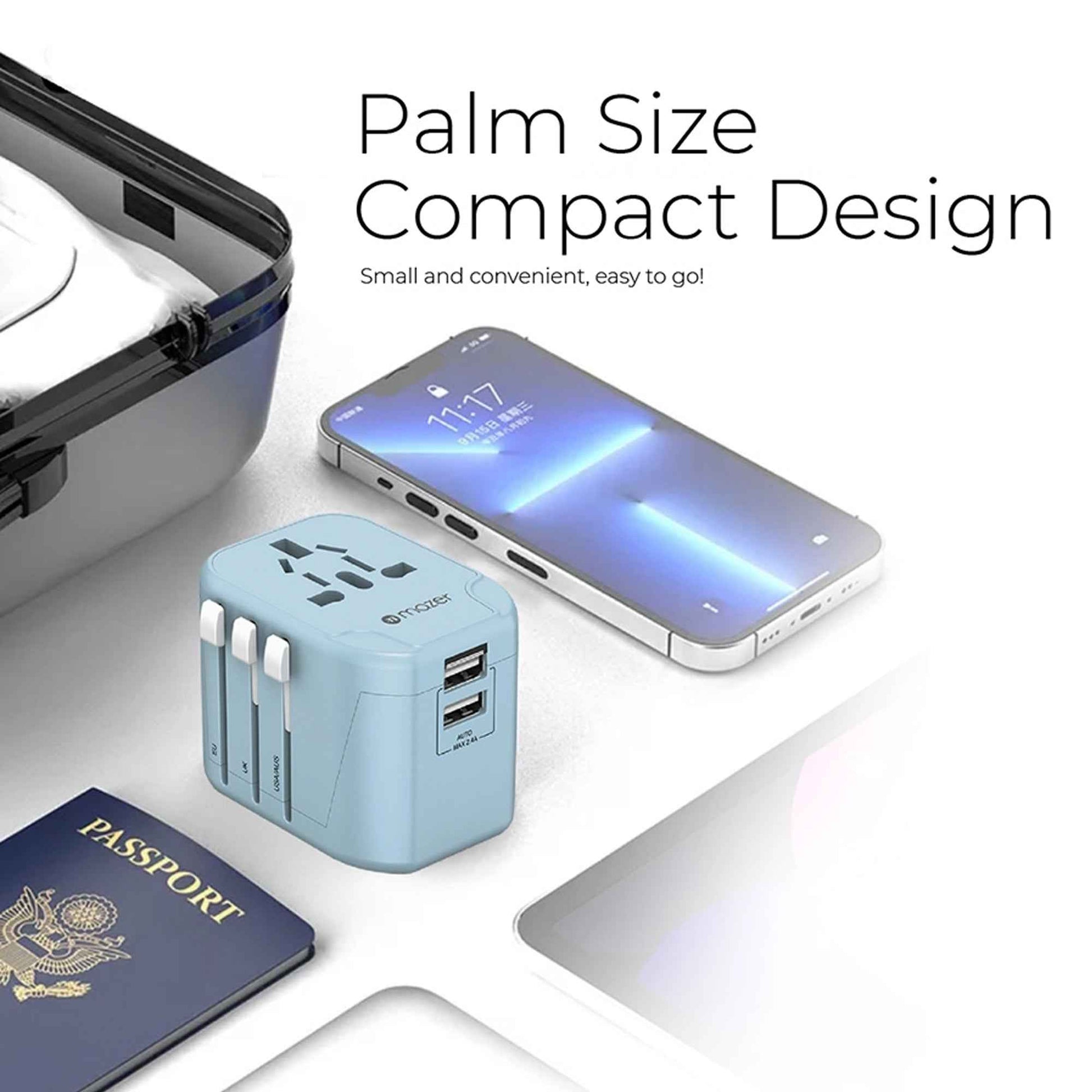 Mazer Infinite Travel Mini - Travel Adapter with Dual USB-A Port Fast Charging PD 12W / 2.4A