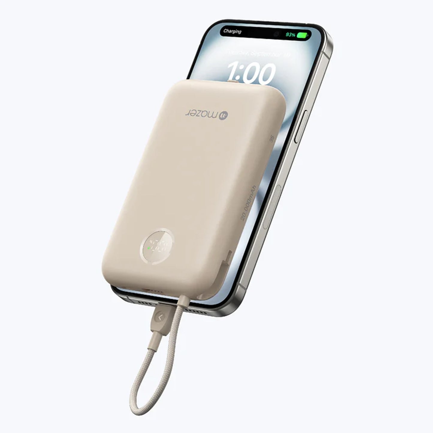 Mazer PowerCharge LINK 20000mAh Power Bank PD35W (Built-in USB-C + Lightning Cables)
