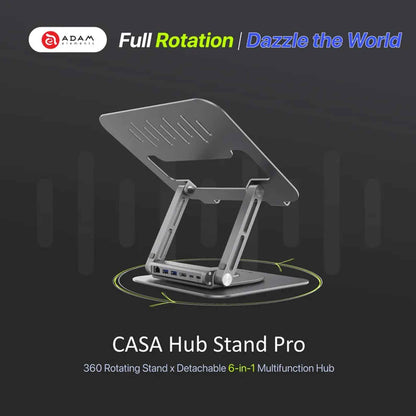 ADAM Elements Hub Stand Pro USB-C 6-in-1 Laptop / iPad 360 Rotating Stand Hub