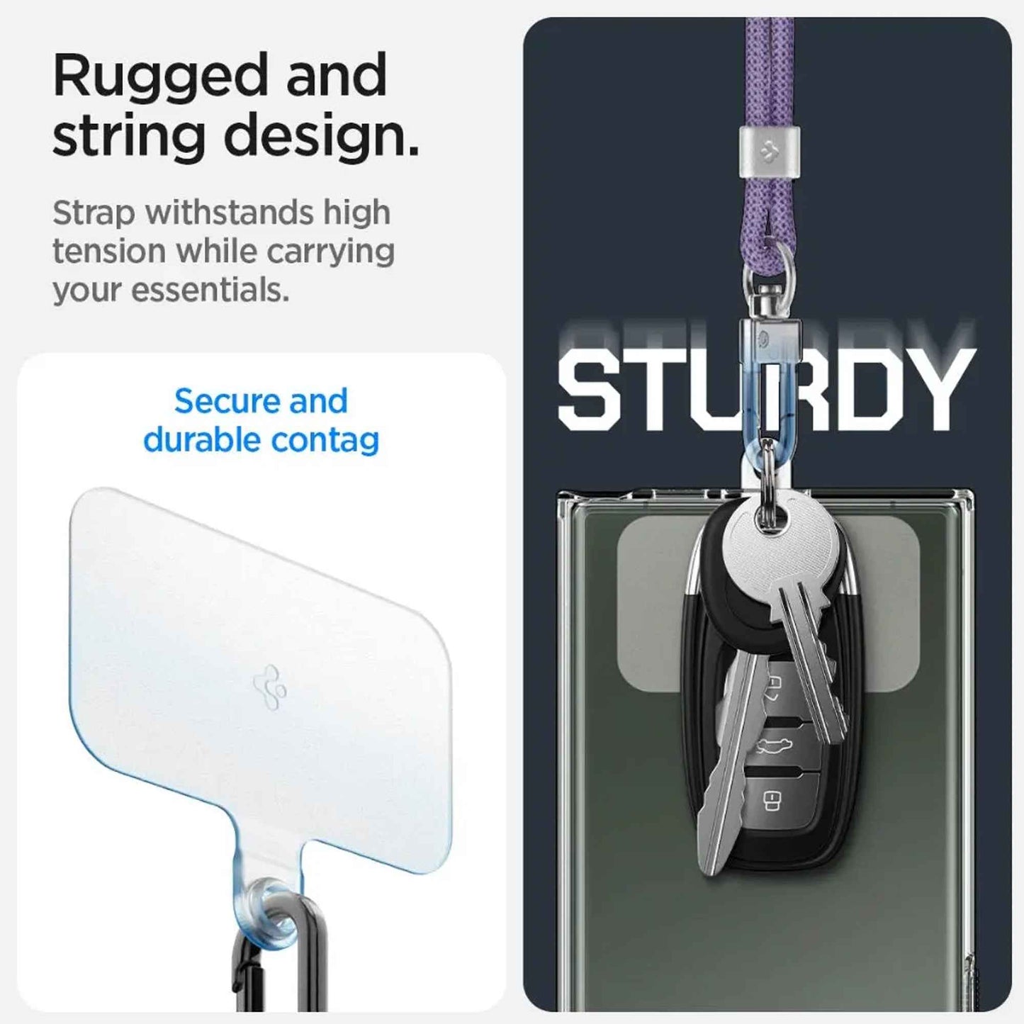 Spigen Universal Phone Lanyard Set 2pcs ( CrossBody Strap + Wrist Strap With ConTag )