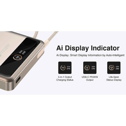 Mazer MagLink70 10,000 mAh Qi2 Certified 15W Magnetic Wireless Power Bank with Built in USB-C Cable ( CCC Certified )