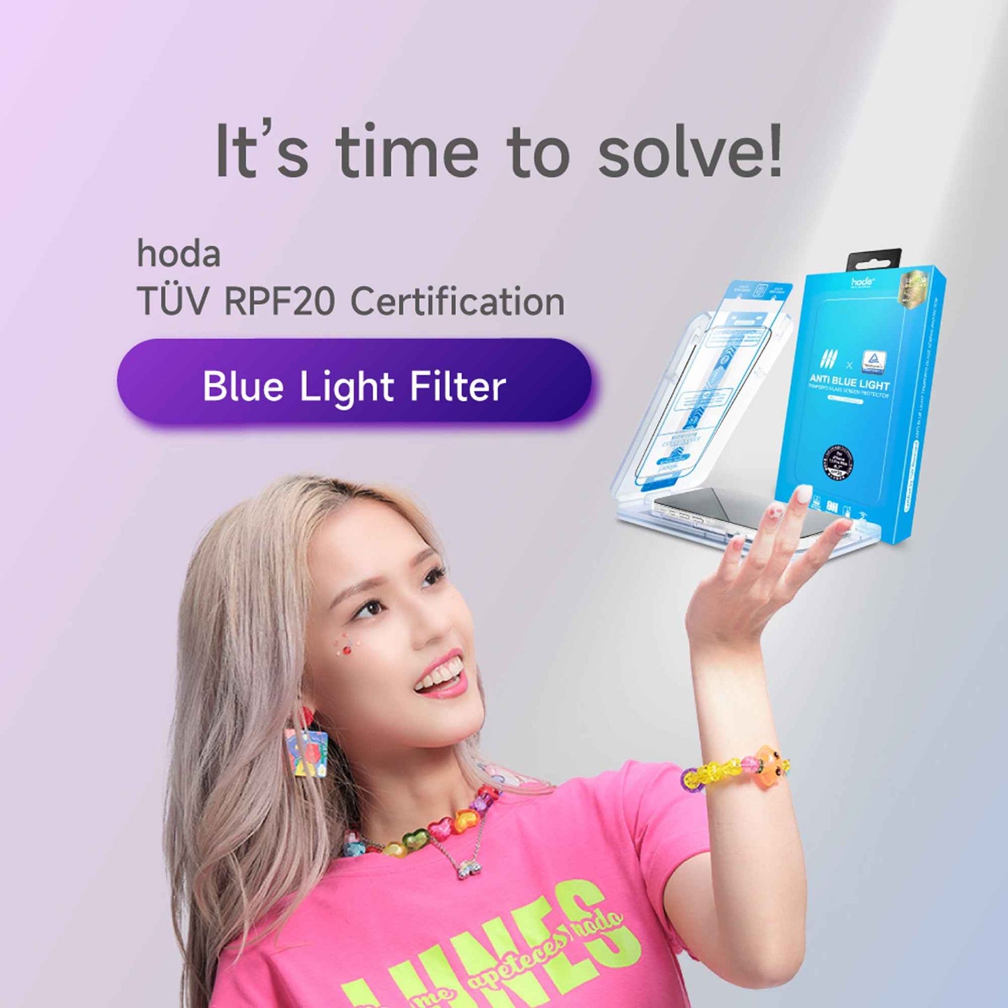 Hoda TÜV RPF20 Certified Eye Protection (Blue Light Filter) Screen Protector for iPhone 17 Pro Max / 17 Pro - with Dust-Free Helper Lite