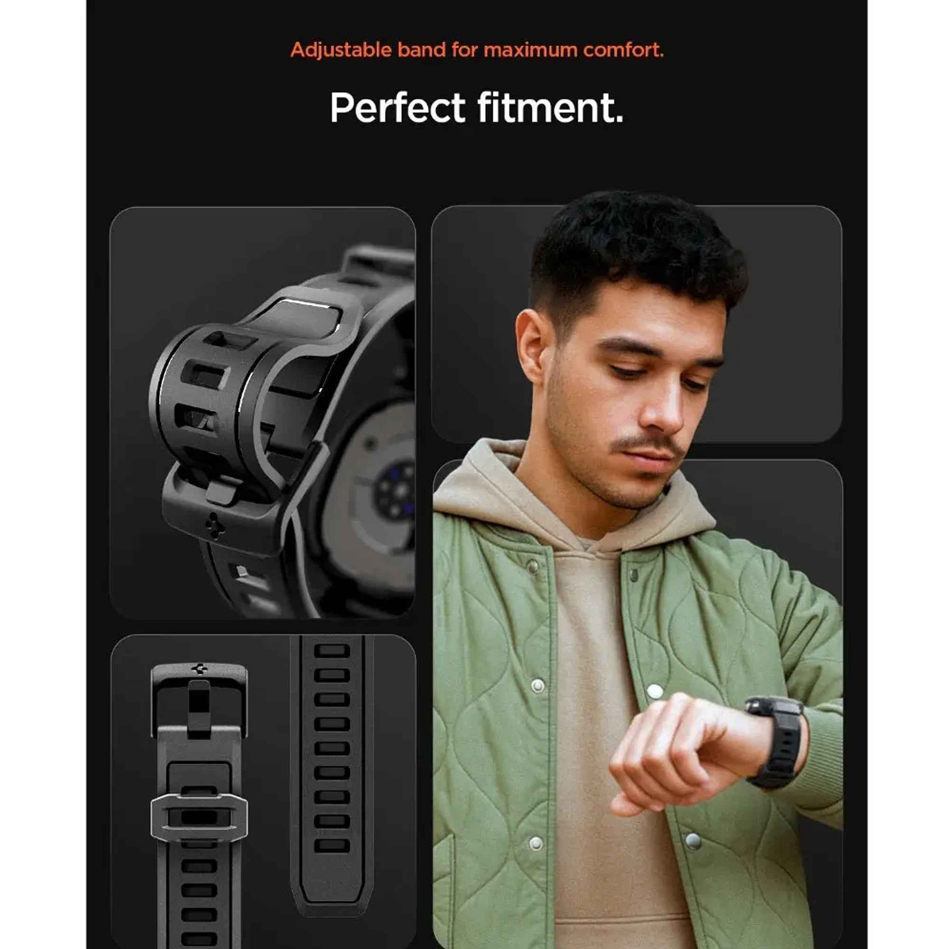 Spigen Rugged Armor Pro for Samsung Galaxy Watch 8 / 8 Classic ( 44mm / 46mm ) Case with Strap