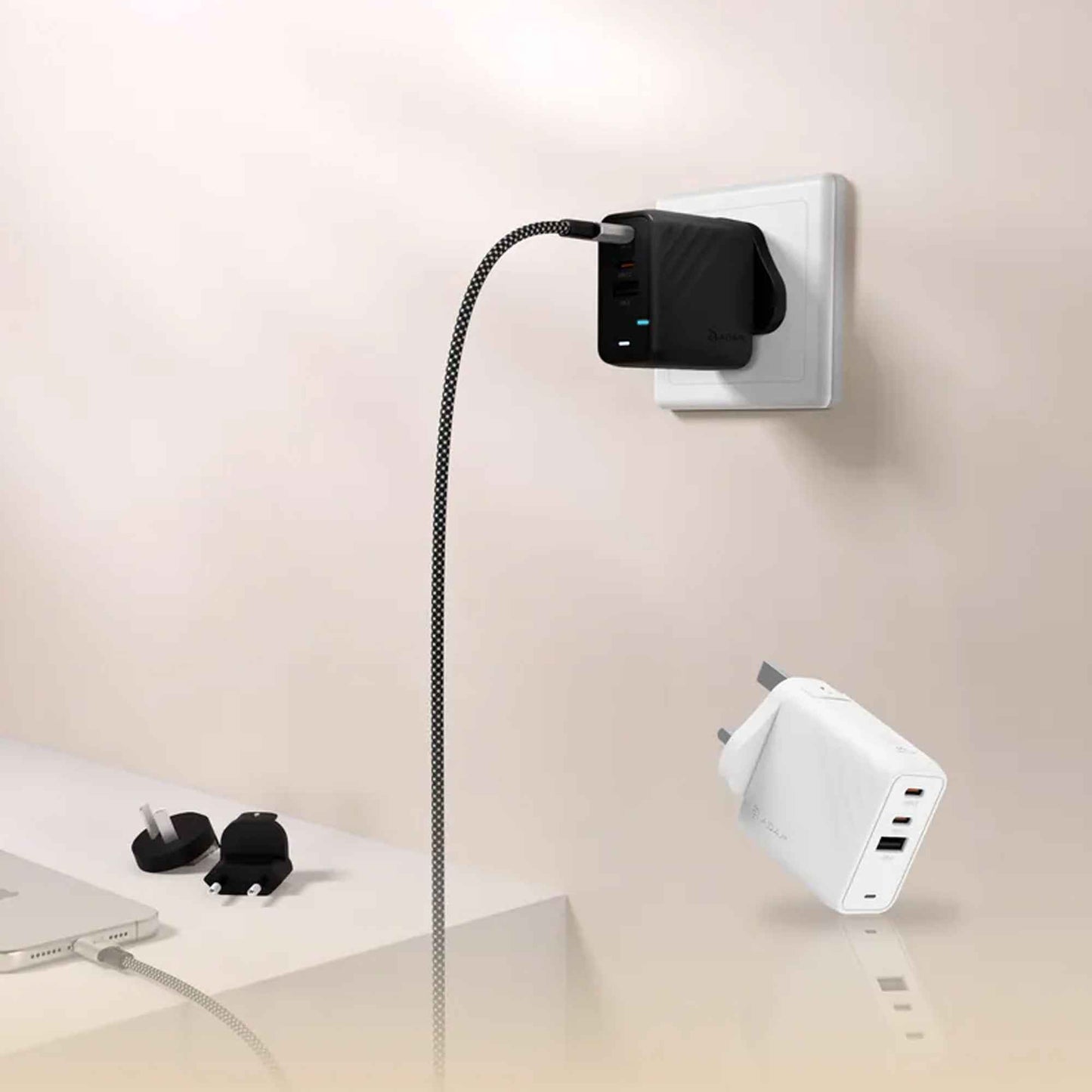 ADAM Elements P67 GaN 67W 3 Port Fast Charging Travel Adapter Wall Charger