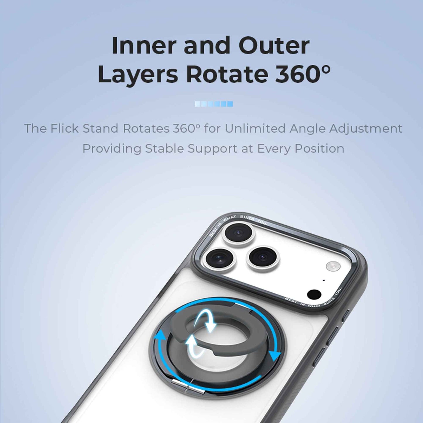 Hoda ROUGH Case Magnet with 360° Foldable Rotating Ring-holder Stand for iPhone 17 Pro Max / 17 Pro