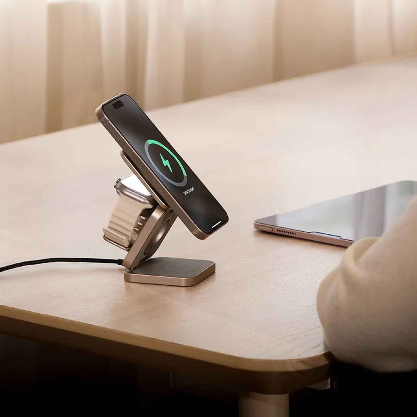 ADAM elements Mag 3 Pro Qi2 Magnetic 3-in-1 Foldable Travel Charging Station - Magnetic Ring Included