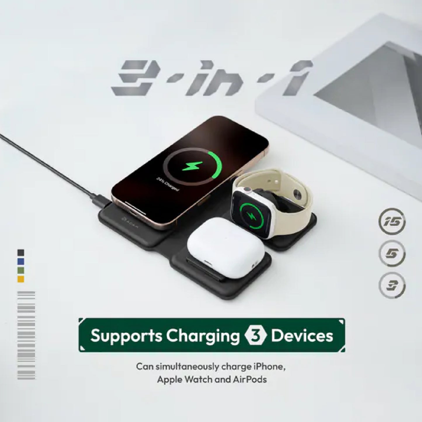ADAM Elements Mag Book Qi2 3-in-1 Wireless Charging Station with Stand