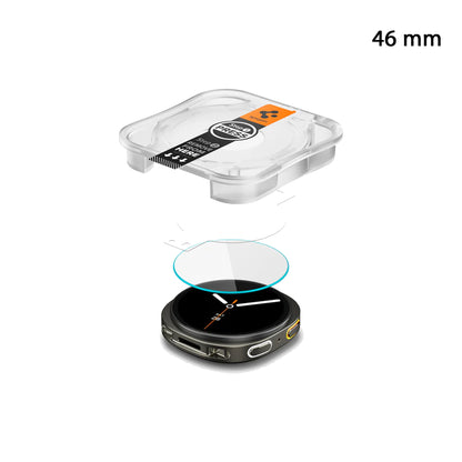[ 2 Pack ] SPIGEN GLAS.tR EZ Fit Screen Protector for Samsung Galaxy Watch 8 / 8 Classic ( 46mm / 44mm / 40mm) with Installation Tray