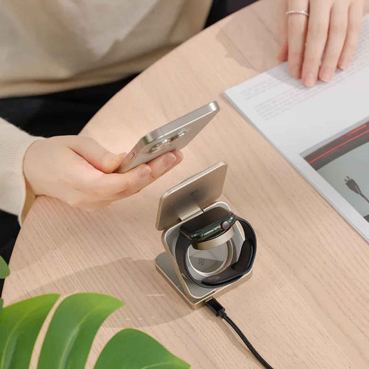 ADAM elements Mag 3 Pro Qi2 Magnetic 3-in-1 Foldable Travel Charging Station - Magnetic Ring Included