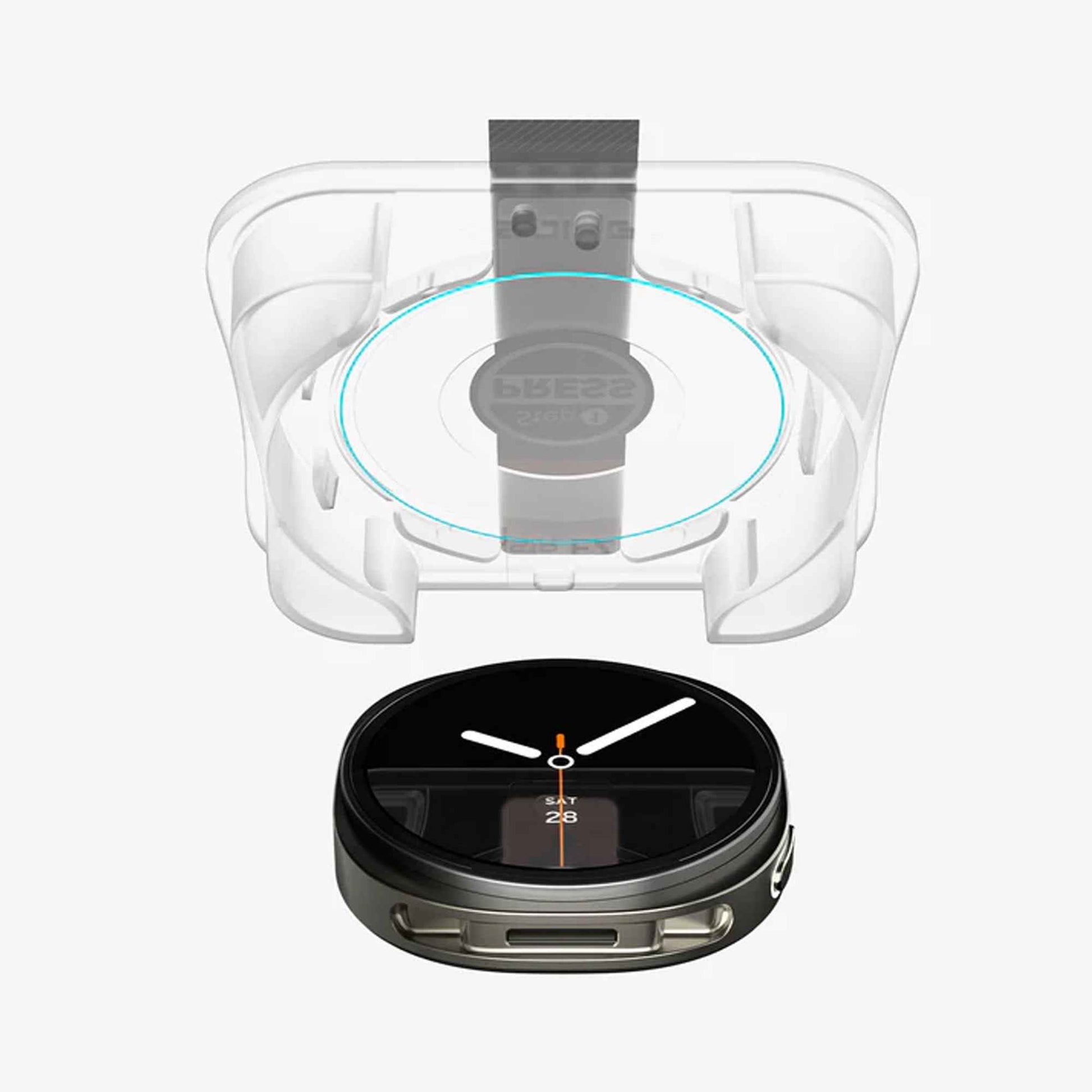 [ 2 Pack ] SPIGEN GLAS.tR EZ Fit Screen Protector for Samsung Galaxy Watch 8 / 8 Classic ( 46mm / 44mm / 40mm) with Installation Tray
