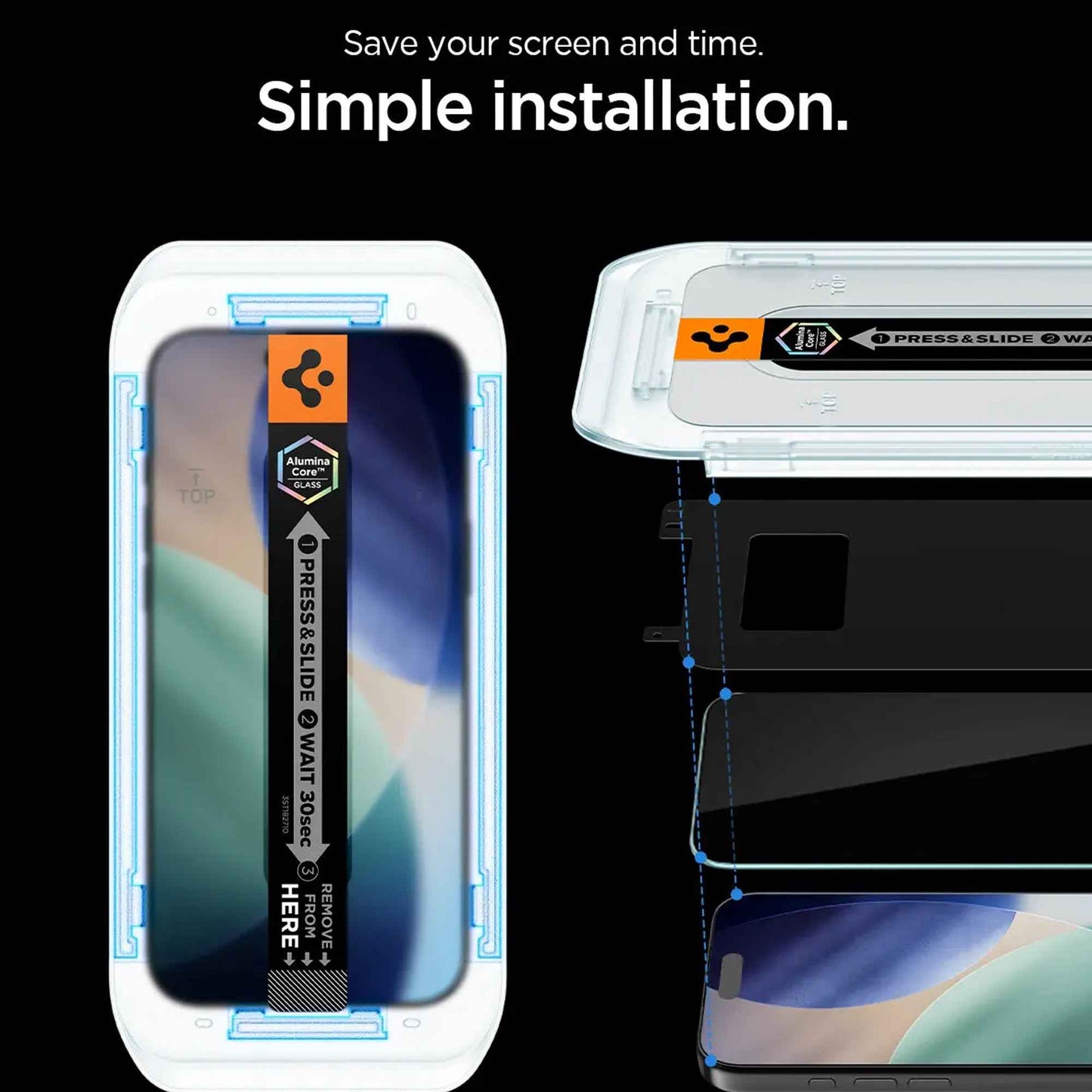 [ 2 Pack ] Spigen EzFit ( Privacy ) Screen Protector for iPhone 17 / 16 Series - Alignment Tray Included